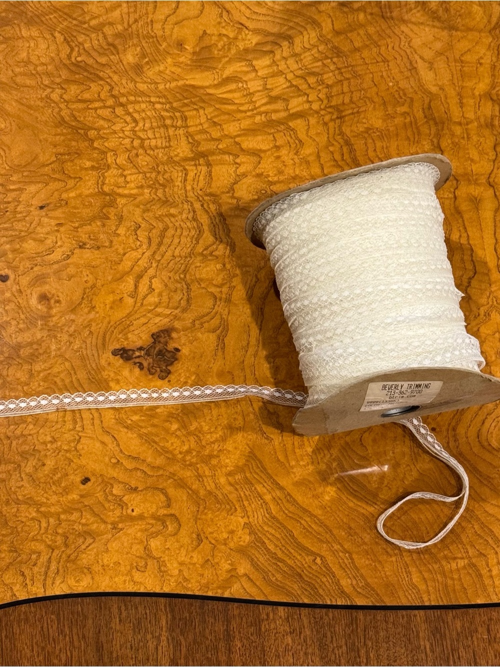 Ivory Decorative Lace Trim Ribbon - Rolled Spool